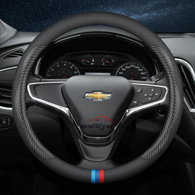 AABHO1 Leather Car Steering Wheel Cover for Chevrolet Chevy Malibu Spark tracker Cruze Sonic Camaro Equinox Volt Seeker Accessories