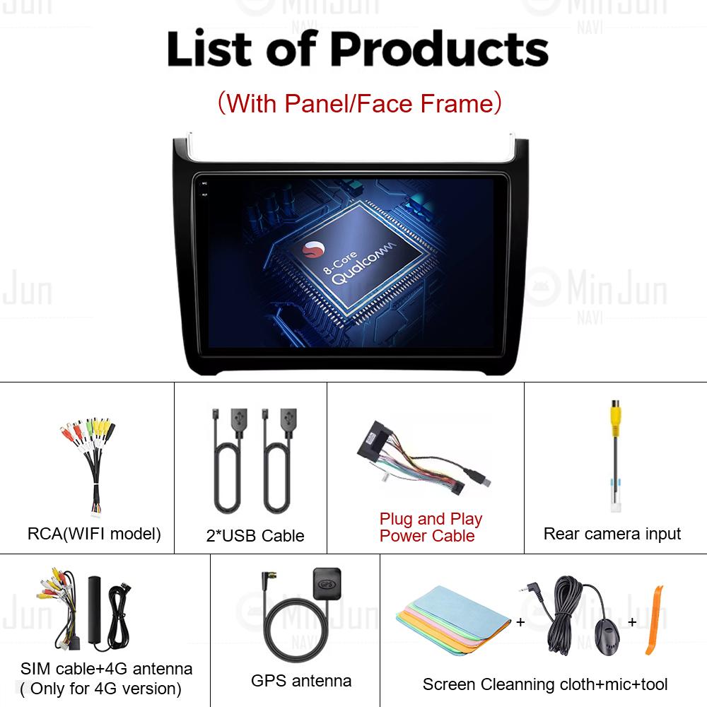 Автомагнитола для VW Volkswagen POLO 5 2008-2017 Vento Беспроводной Carplay Android 14 Авто Автомагнитола стерео DSP 2 Din 4G WIFI QLED