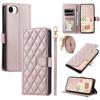 For iPhone 16e Wallet Case Rhombus Grid PU Leather Phone Cover
