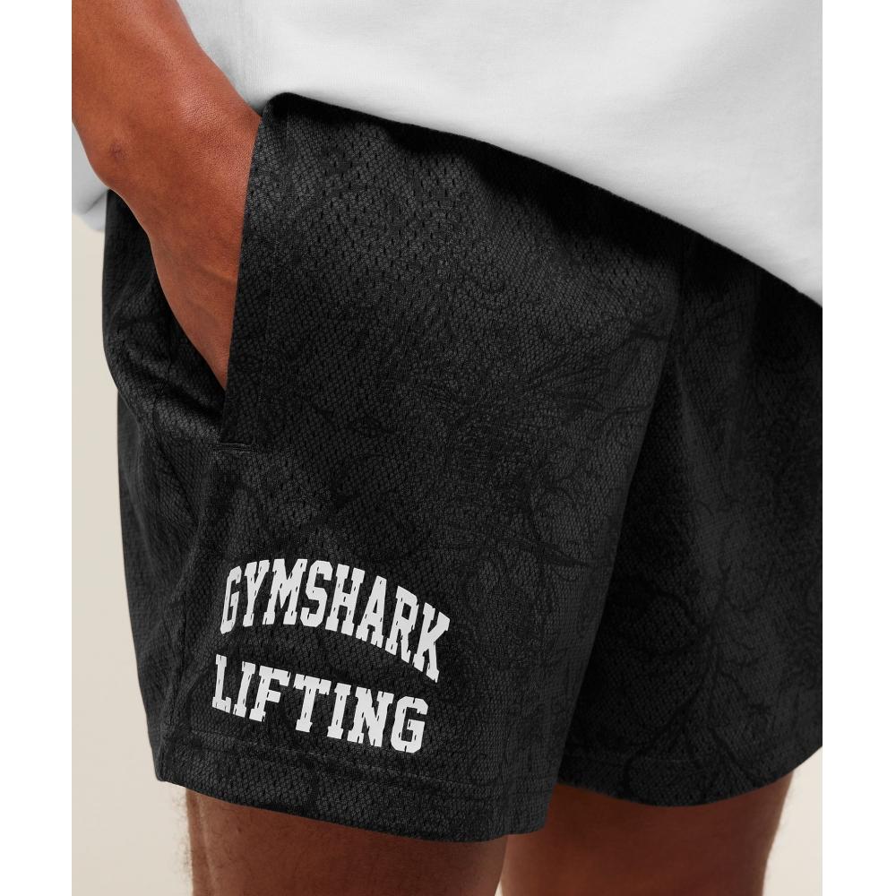 Gymshark Lifting Mesh 5  Shorts Black Onyx Grey A4b7v Bdqc