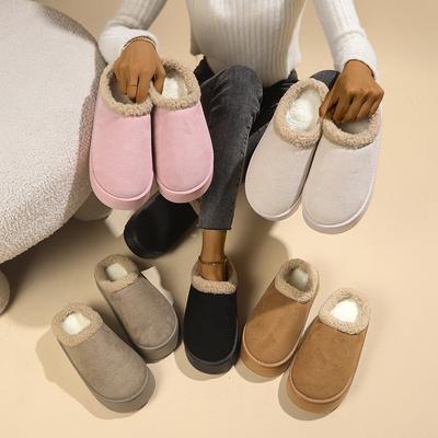 Замшевые зимние тапочки женские повседневные туфли меховые короткие сапоги на мелкой платформе хлопковые зимние туфли теплые