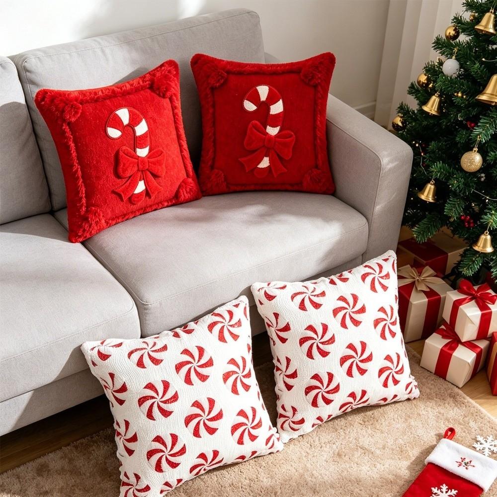 Breathable Bowknot Pillow Cover 45x45cm Plush Pillow Case Christmas Pillowcases Christmas Decor