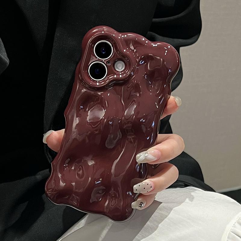 Чехол с глянцевым волнистым узором цвета красного вина для iPhone 16 Pro Max 15 13 14 12 11 16 Plus, противоударный чехол из ТПУ