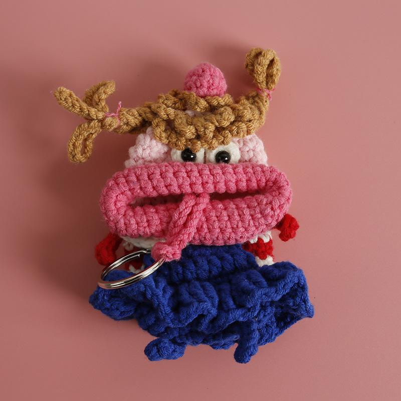 Забавные вязаные крючком брелоки Вязание Милая кукла с сосисочным ртом Держатель для ключей Полезная вязаная сумка для хранения Брелоки для автомобильных ключей Оптовая торговля