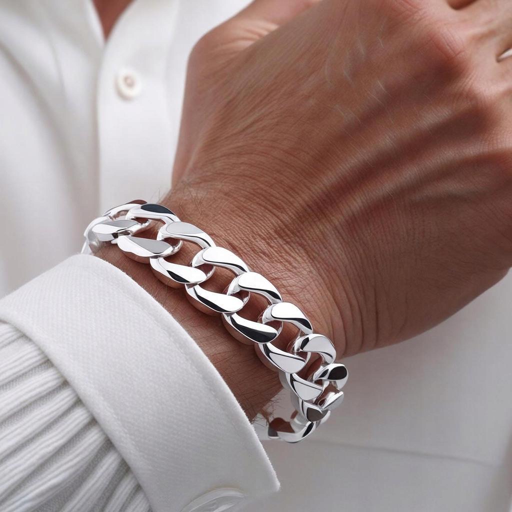 Men' Silver Bracelet THICK Silver 925 Bracelet FULL Pancetka 13mm