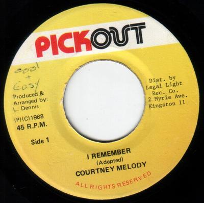 7-дюймовая пластинка COURTNEY MELODY - I Remember NONE Pickout 1988 Ямайка Регги, Ска и Даб Б/У