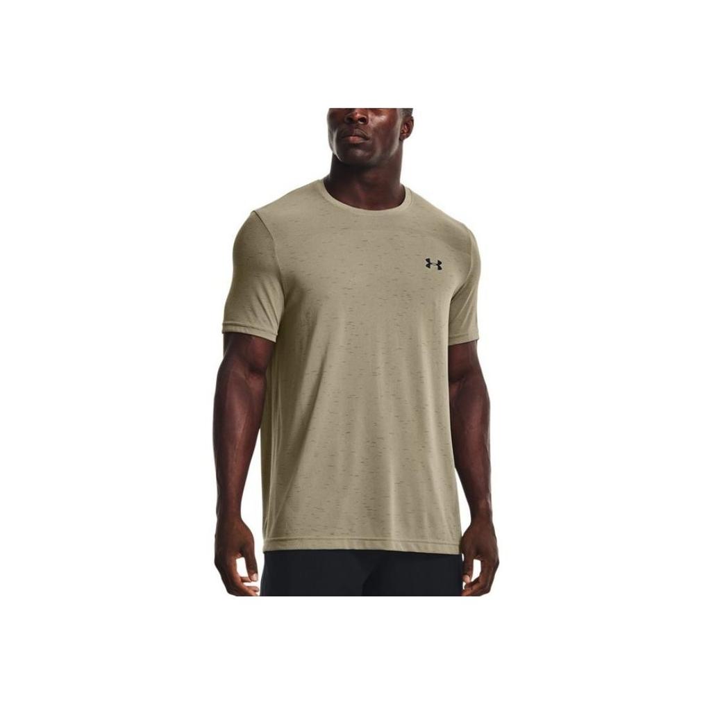 Under Armour Vintage Logo Print Training Crew Neck Short Sleeve T-Shirt Men Tops Gray 1361131-037