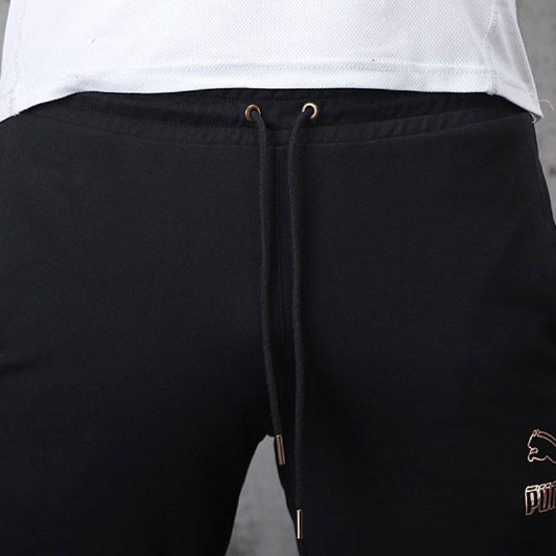 PUMA Knitted Sweatpants Men's Black Moderate Skinny Pants 597460-01