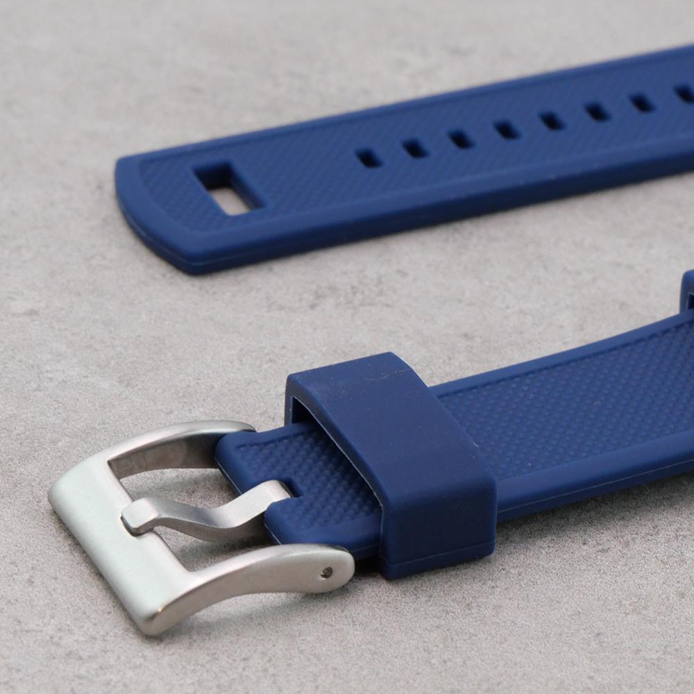 ERBORD Universal Silicone Strap 20mm, Dual Color, Blue / Silver Buckle