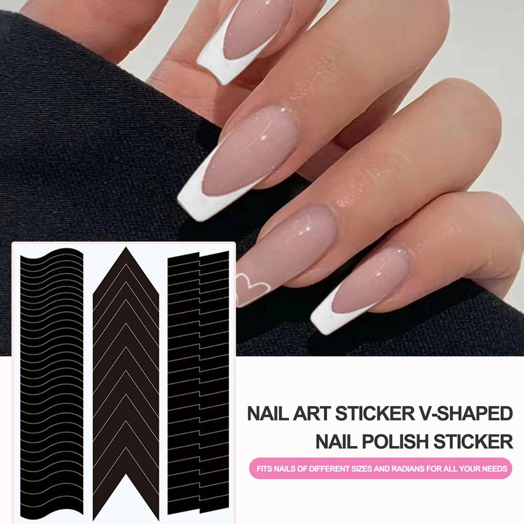 1860Pcs Nails Sticker Stencil Tips Guide French Manicure Nail Art Decals Form Fringe DIY French Tip Nail Stickers Beauty Tools
