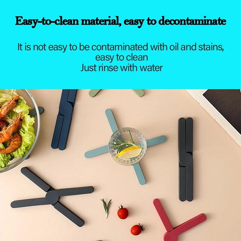 Non-slip Silicone Pad Trivets Collapsible Cross Trivets Pot Holder Table Placemat Dish Plate Coaster Heat-Resistant Pot Holder