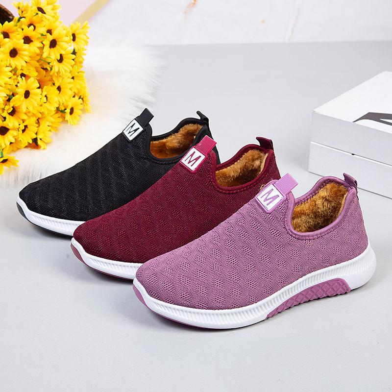 Плюс бархатные утолщенные женские кроссовки на плоской подошве, теплые повседневные кроссовки, домашняя обувь