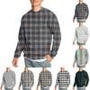 Мужская повседневная мода удобная клетчатая круглая горловина пуловер толстовка свитшот