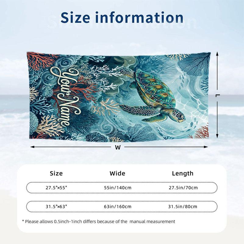 Oceanic Octopus Adventure Theme Quick Dry Beach Towel Custom Name Text Print Large Sand Resistant Towel Beach Vacation