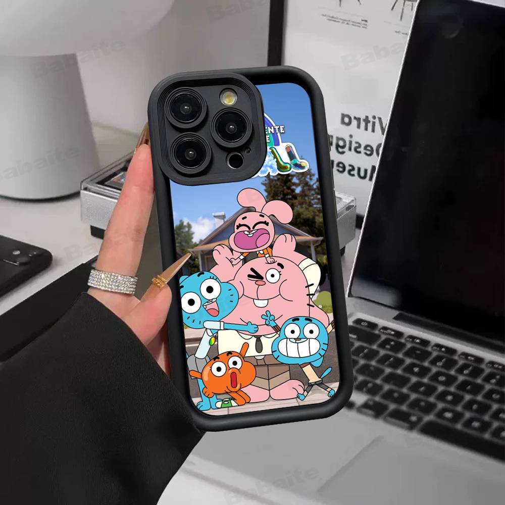 Милый чехол Amazing-World G-gumball для iPhone 17 16 15 14 13 12 11 Pro Max Plus, Черный, Полное покрытие, ТПУ