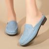 Women's Backless Sandals Summer Slip-on Flats Mule Shoes Closed Toe Slippers Lady Comfort Casual Travel Mule
