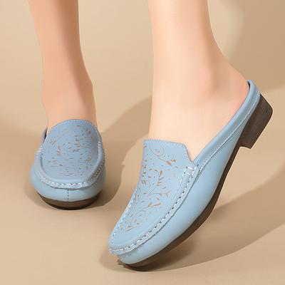 Женские босоножки с открытой спиной, летние туфли-лодочки без застежек, туфли-мюли с закрытым носком, женские удобные повседневные дорожные мюли