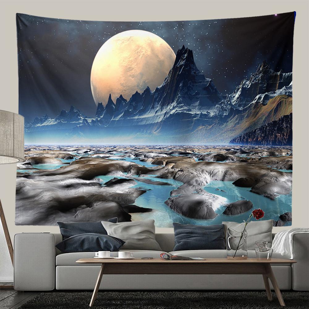 Гобелен с фиолетовой планетой, настенный гобелен в стиле хиппи, декор для комнаты, Galaxy Space, настенный гобелен, эстетический декор для спальни, гостиной