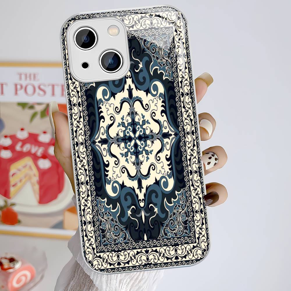 Персидский ковер Цветочный узор Закаленное стекло Для iPhone 14 13 12 11 Pro Mini XS MAX 14Plus X XS XR Чехлы
