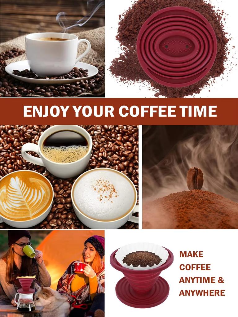Heat Resistant Collapsible Silicone Coffee Dripper Cup Outdoor Travel Camping Conical Coffee Filter Hand Brewed Coffee Maker