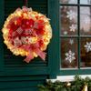 Christmas Wreath with Lights Candy Cane Wreath Festive Snowman Wreath with Light Up Mesh Ribbon Candy for Christmas Wall Decor