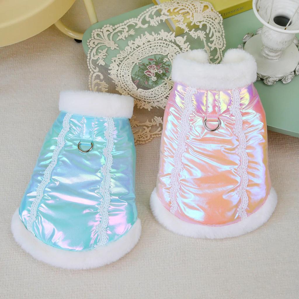 Осенне-зимняя одежда для собак, однотонная одежда из хлопка для собак, узорчатая одежда с пайетками, плюшевая одежда для маленьких и средних собак, одежда для щенков