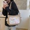 2025 College style versatile class loading book simple large capacity lightweight leisure bag female transparent bar shoulder pain bag