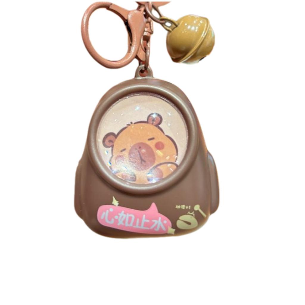 Luminous Capybaras Keychain Portable Cartoon Space Capsule Pendant For Backpack Stylish Animal Night Light Keyring