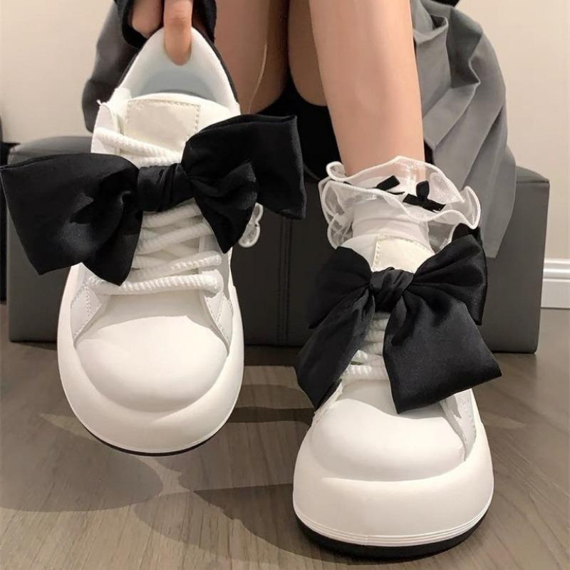 Туфли белые с бантом, летние, студенческие, универсальные, оригинальные женские туфли, повседневные кеды, модные повседневные