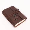 Leather Writing Notebook Off White Paper Diary with a Decorative Key for Men and Women and Gift Diary In Brown Color