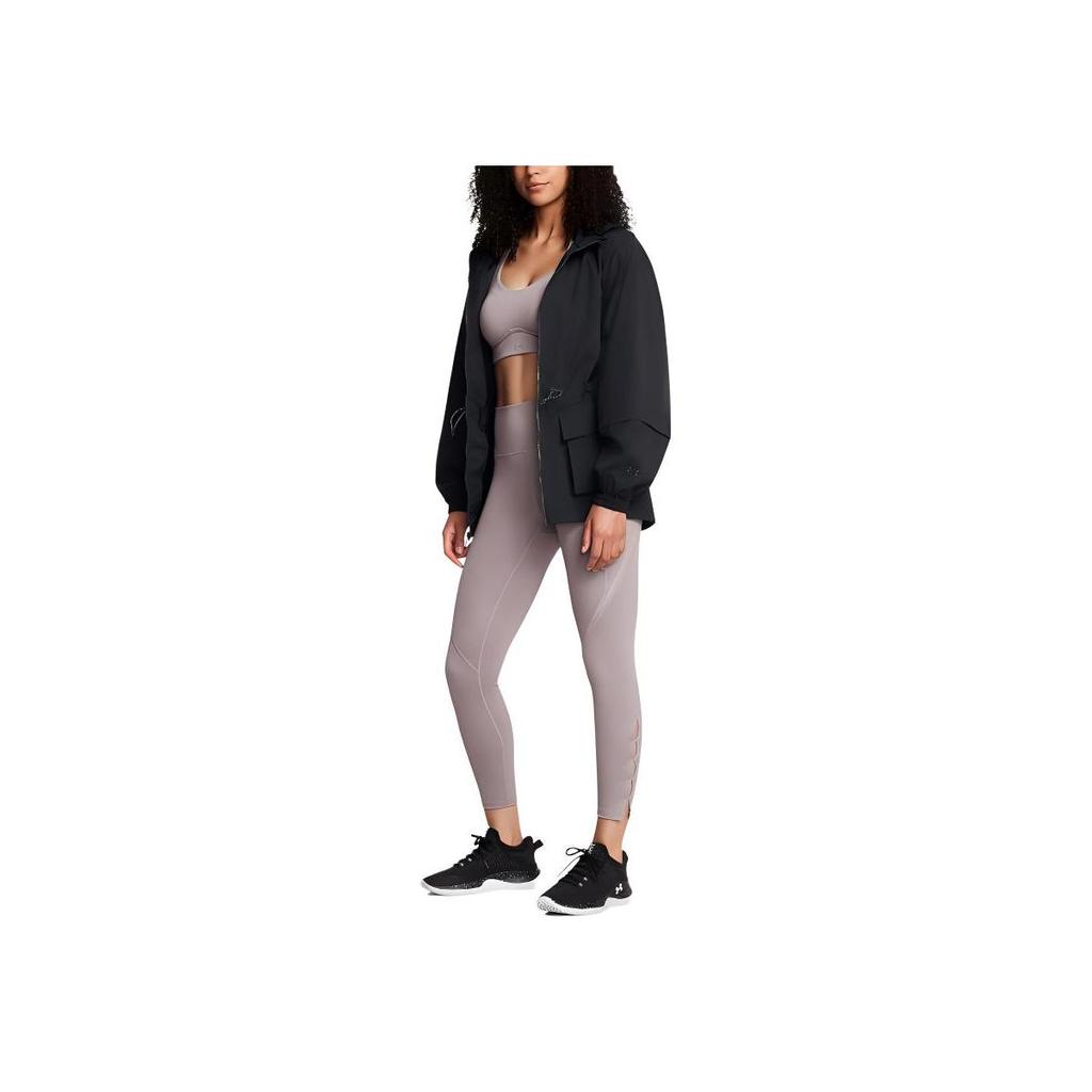 Under Armour Solid Color Zip-Up Hoodie Women Black 1386455-001