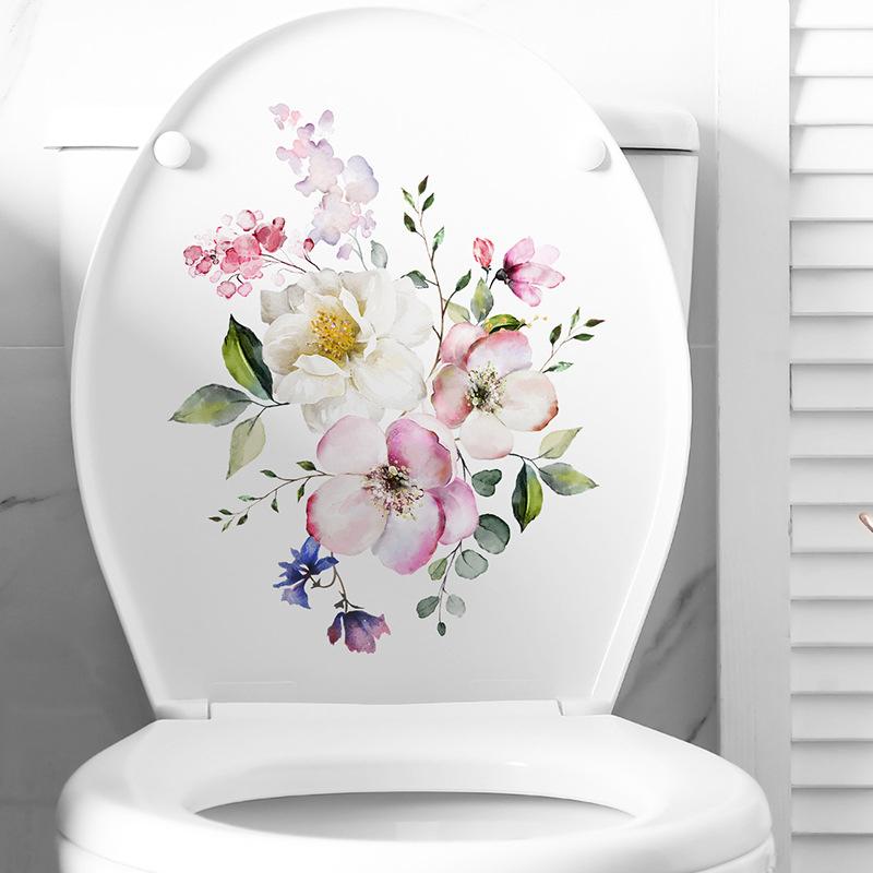 Various Green Plants Flowers Wall Sticker Bathroom Toilet Decor Decals Living Room Cabinet Home Decoration Self Adhesive Mural
