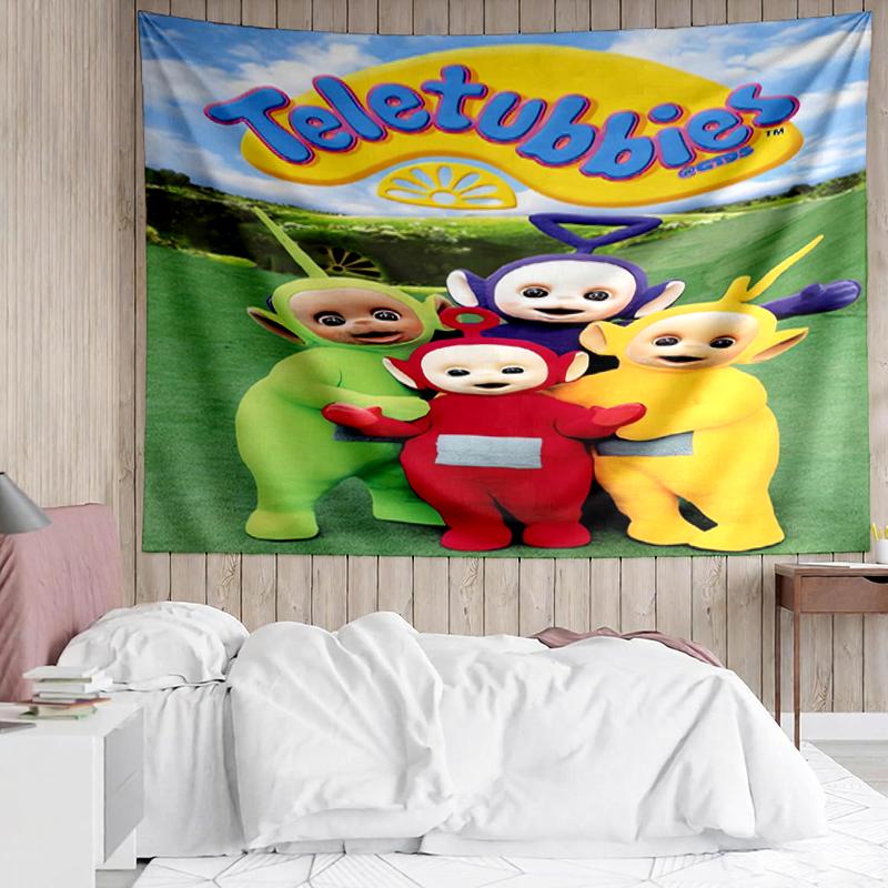Teletubbies Print Tapestry, Backdrop, Easy Setup, Ideal for Bedroom, Office & Living Room, with Aesthetic Wall Hanging Decor.