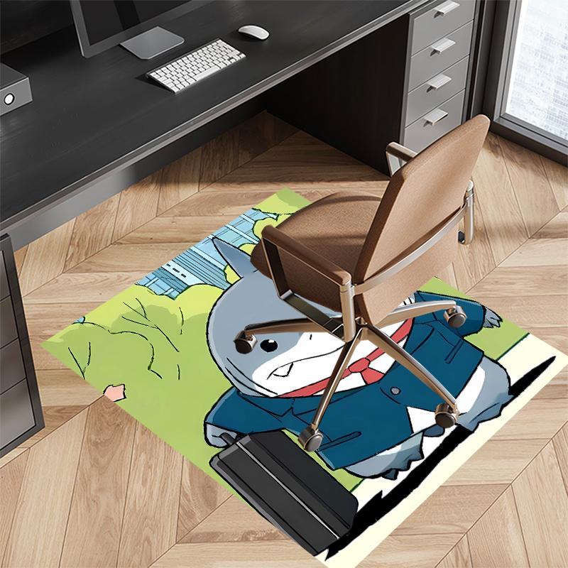 1pc Jeff the Land Shark Print Area Rug - Soft, Washable Non-Slip Indoor Mat for Office Chairs, Living Room, Home Office Decorative Rug