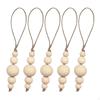 5 Pieces Jute Rope with Wood Bead Beads Garland Project Farmhouse Ornaments Art Crafts Wall