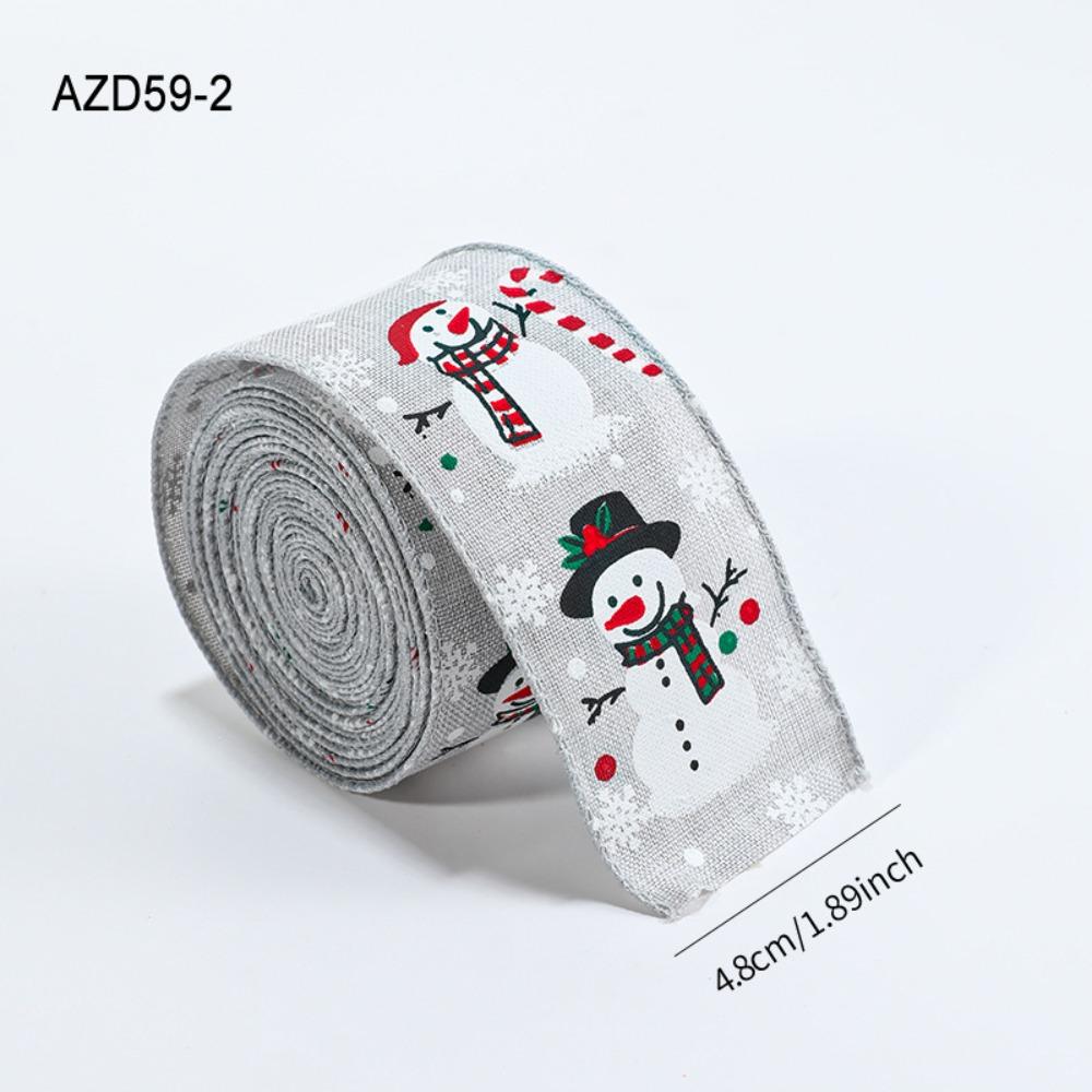 Cartoon 2M/Roll Christmas Tree Ribbon Reinforced Edge Fabric Gift Packaging Webbing Funny Snowman Wreath Making Tool Xmas