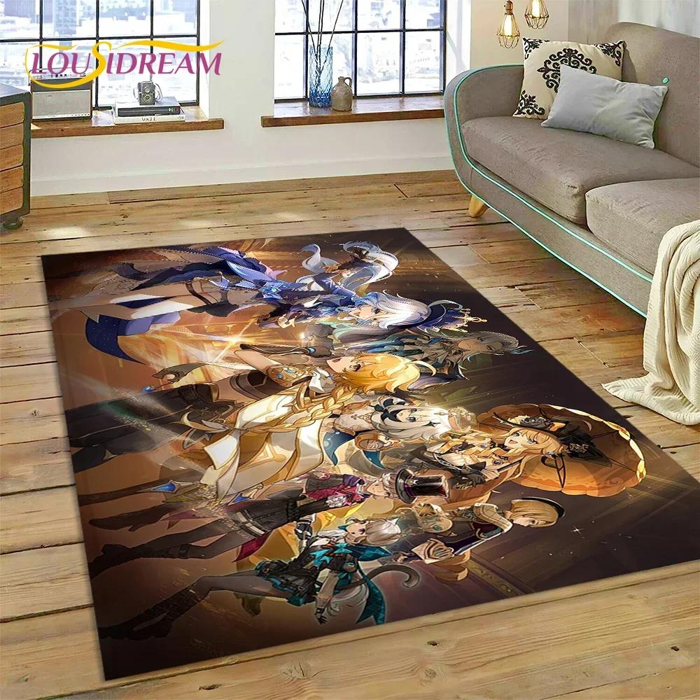 Latest Genshin Impact Cartoon Game Carpet Rug for Bedroom Living Room Home Sofa Decoration,Children Game Large Decor Floor Mat
