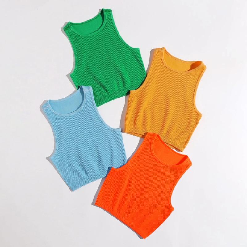 Спортивные майки без рукавов без амортизации, женская спортивная одежда, эластичный жилет, женские повседневные офисные женские тонкие майки с круглым вырезом 27244