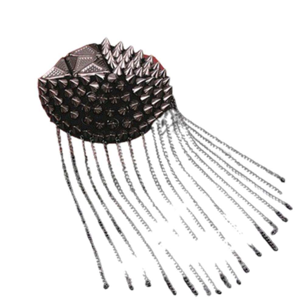 Cool Club Tassel Chain Epaulette Pin Jacket Vintage Brooch Rivet Shoulder Badges  Stage performance