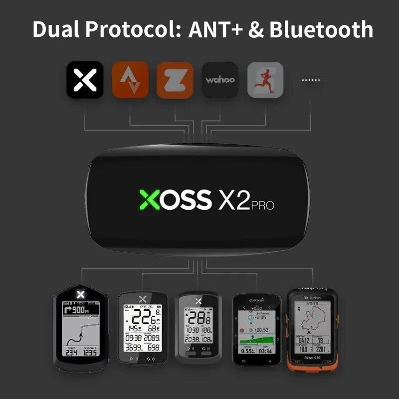XOSS X2 Pro Нагрудный ремень Датчик сердечного ритма Водонепроницаемый Bluetooth ANT+ Здоровье Фитнес Умный веломонитор