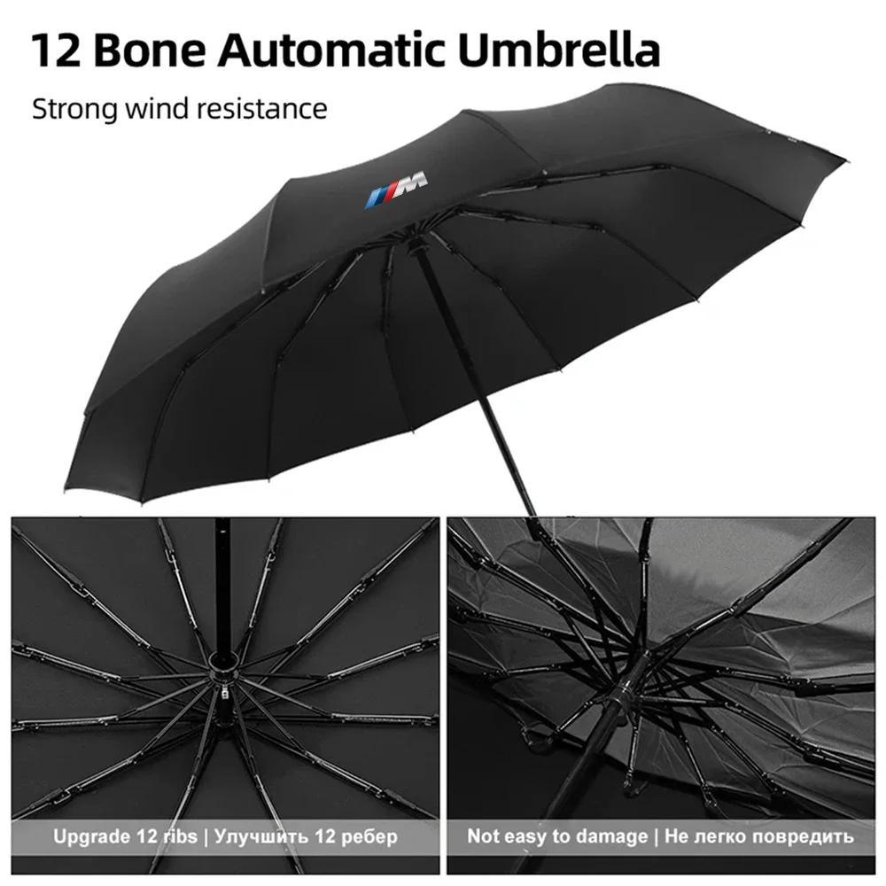 BAAY1 Car Sticker For BMW Car Styling Car Logo Business Umbrella Windproof Automatic Threefolding Umbrella Auto Guard Accessories For