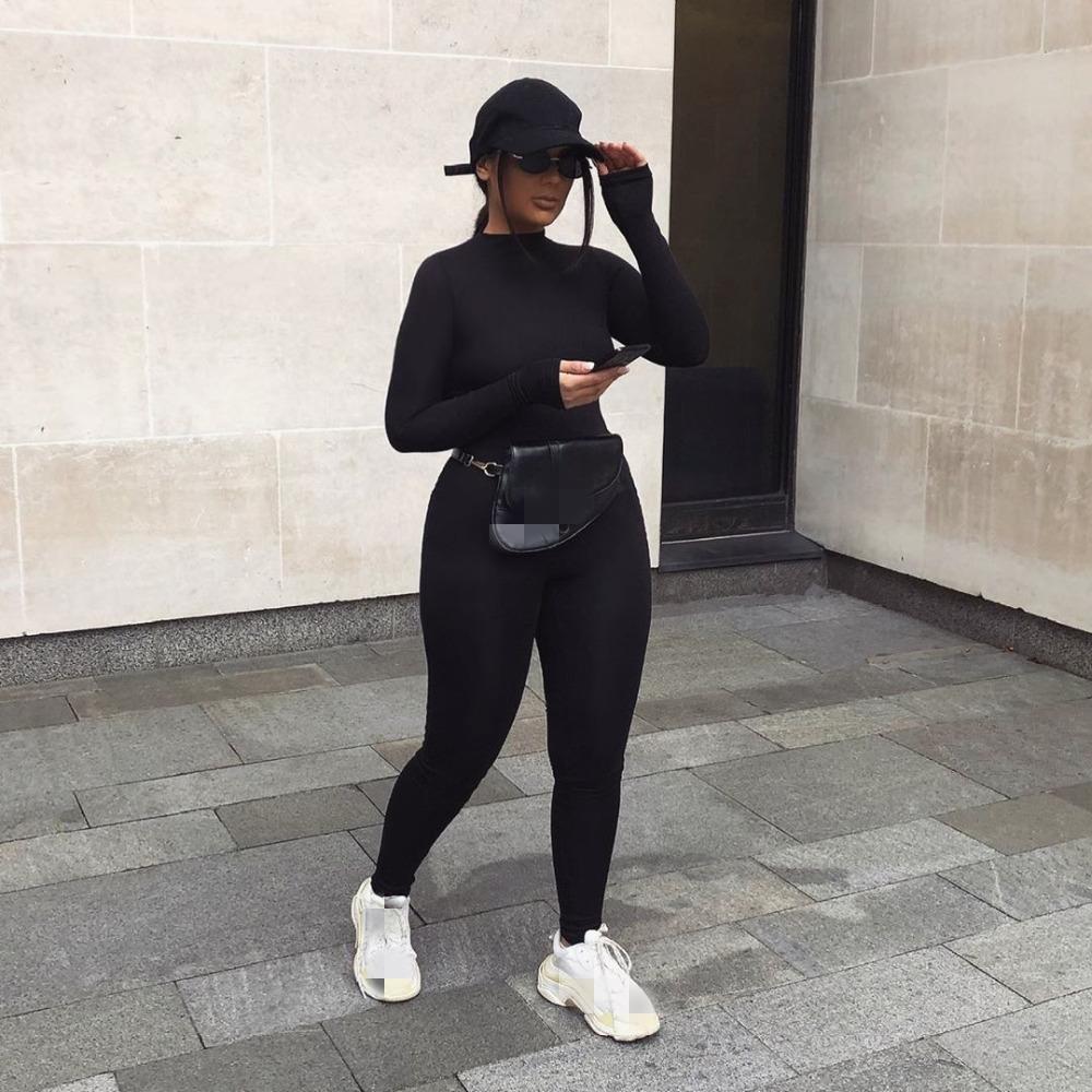Fashion Suit Summer New Women's Long-sleeved Slim High Waist Hip Sports Jumpsuit