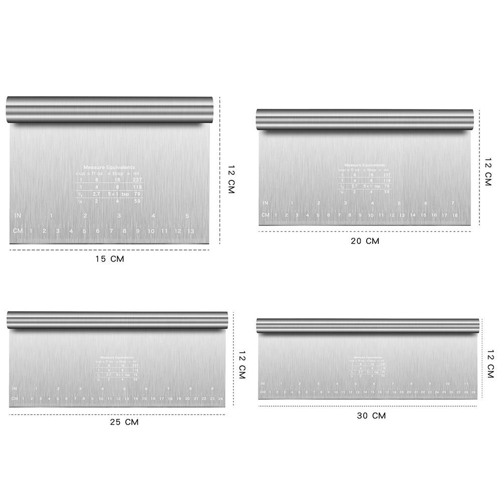 Stainless Steel Bench Scraper Scale Ruler Dough Scraper Polished Pastry Chopper Kitchen