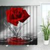 Rustic Flowers Shower Curtains Red Pink Rose Butterfly Sunflower Spring Nature Floral Bath Curtain Set Bathroom Decor with Hooks