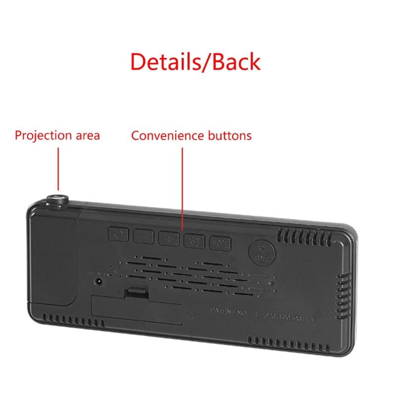 Цифровые проекционные часы-будильник с поворотом на 180°, ночной режим, память при отключении питания, настольные часы 12 ч/24 ч, электронные часы для спальни