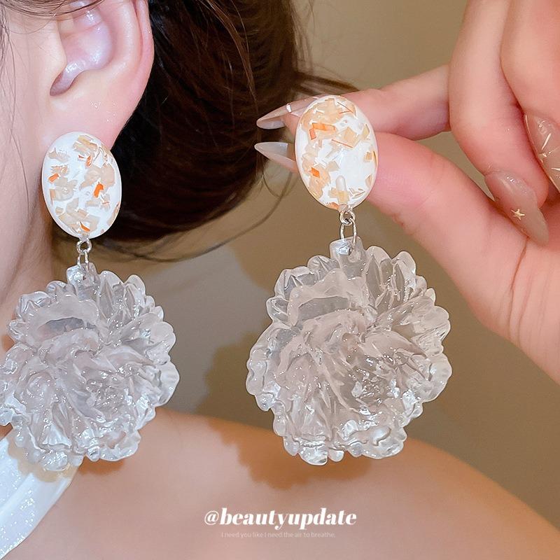 Серебряная игла смоляной цветок овальные серьги-гвоздики женские новые серьги легкая роскошь высококачественные серьги дизайнерский смысл нишевые