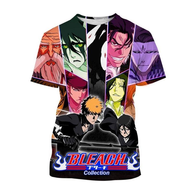 Распродажа Летняя футболка с 3D-принтом Куросаки Ичиго в стиле аниме BLEACH, модная повседневная футболка с круглым вырезом и короткими рукавами для мужчин и женщин, для детей