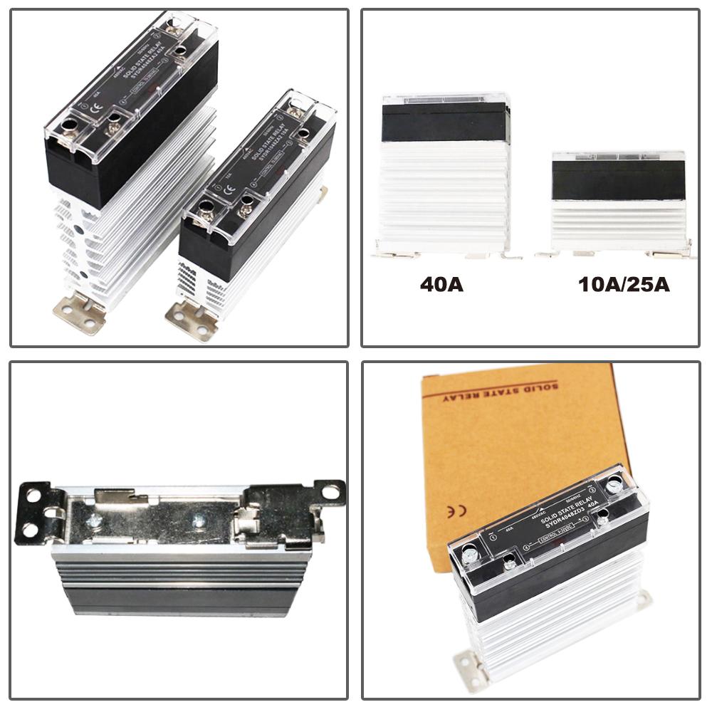 Slim Solid State Relay 10A 25A 40A Dc control Ac/ Ac control Ac Single Phase SSR Din Rail Mount Relays Module equipped Heat sink Relays 5