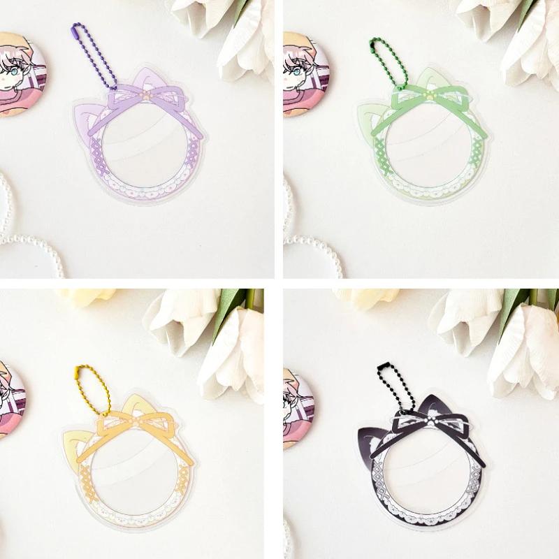 Kawaii Cat Ear Bow Lace PVC Badge Holder for 58mm Pin Badge Japanese Anime Game Baji Cover Pain Bag Backpack Key Chain Pendant