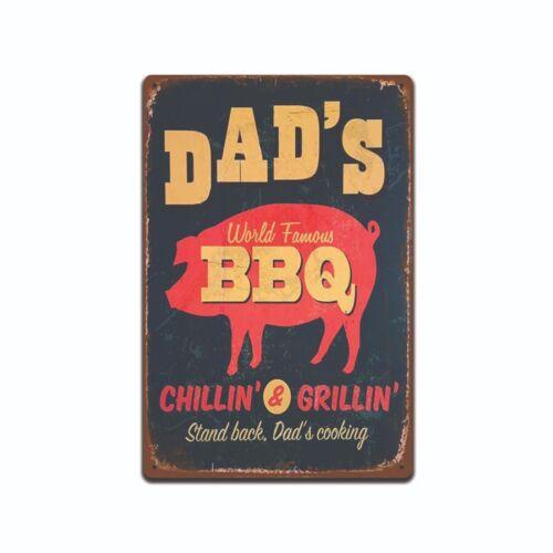 Dads BBQ US Vintage Retro Tin Sign Door Wall Decor Metal Bar Pub Poster lotAluminum